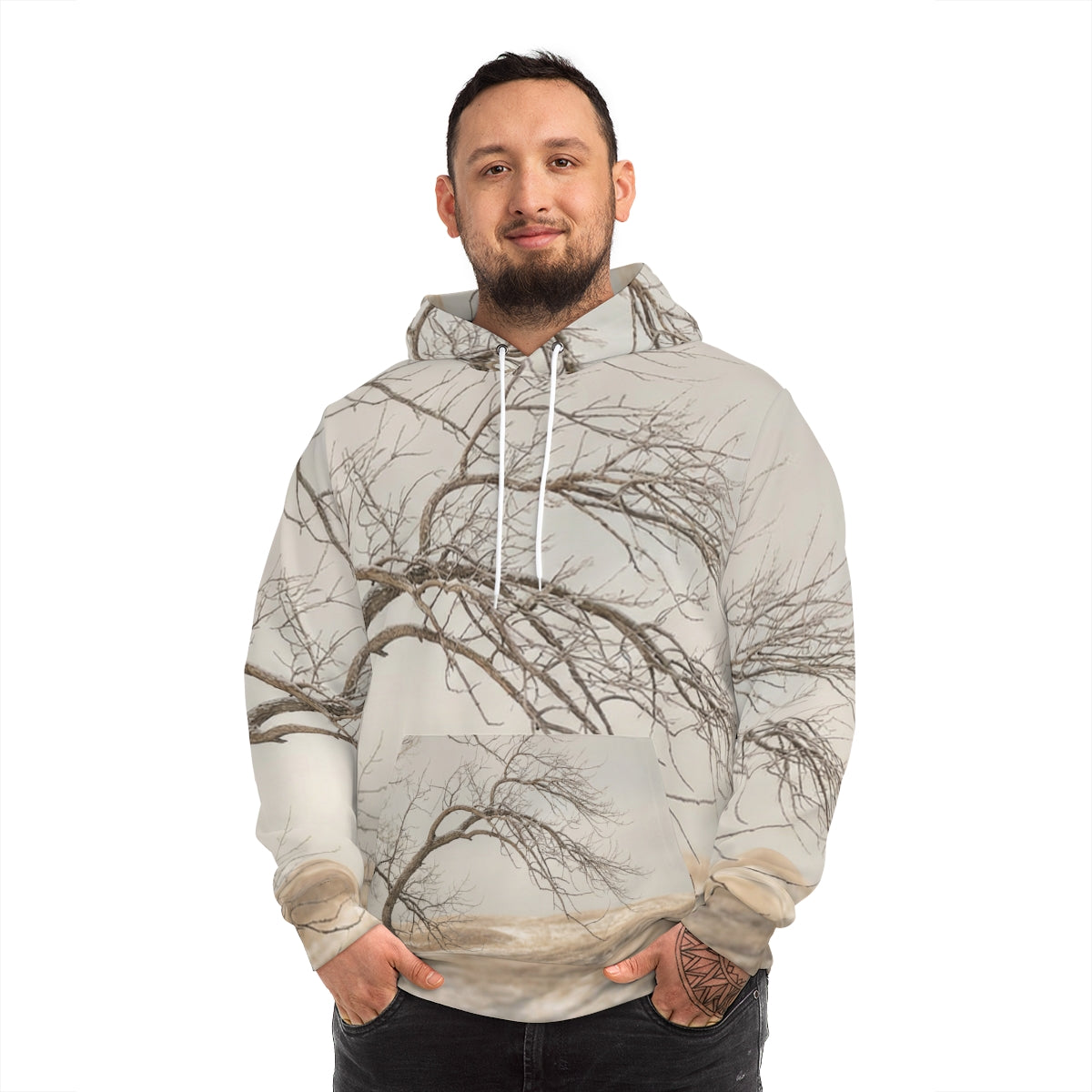 Men's Fashion Hoodie - Silent Branches Winter Landscape Art...