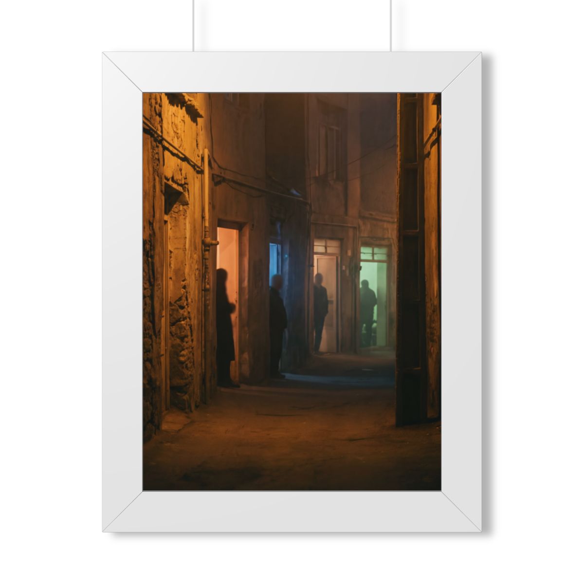 Framed Vertical Poster - Shadowed Alleyway Mystery Art Print...