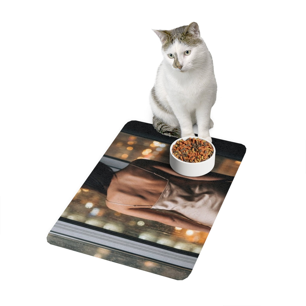 Pet Food Mat (12x18) - Shimmering City Grid | Echovira...