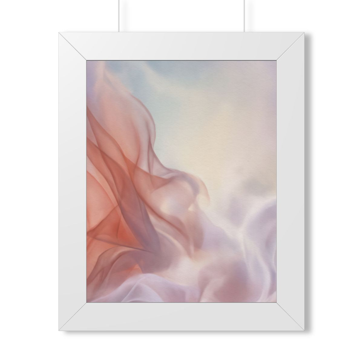 Framed Vertical Poster - Ethereal Silk Flow Pastel... |...