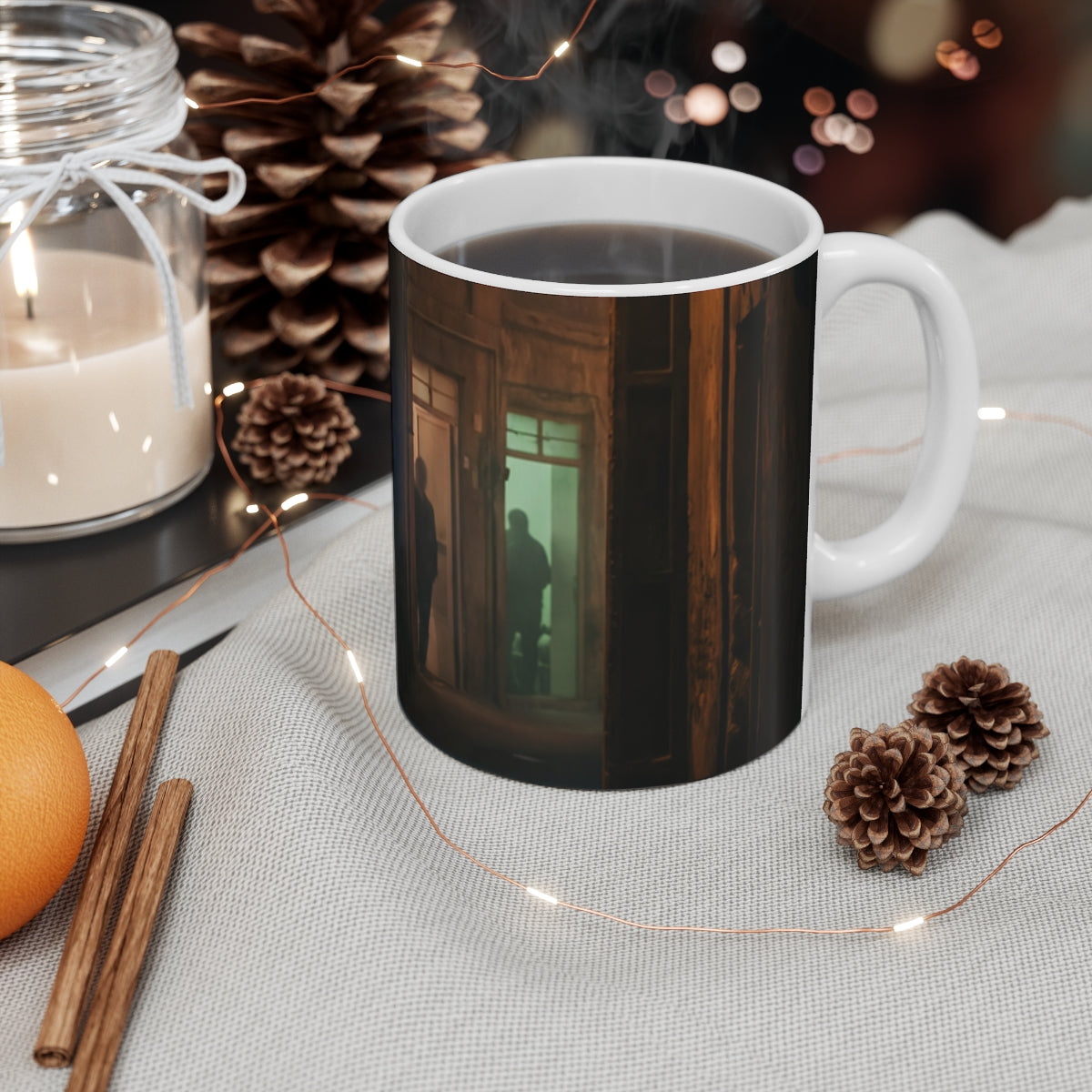 11oz White Mug - Midnight Shadows Glow | Echovira Gallery