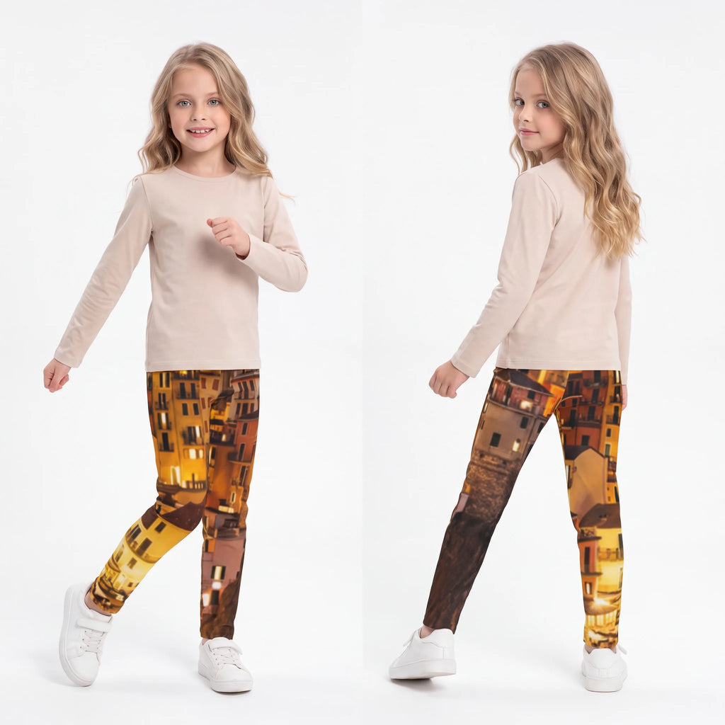 Kids Leggings Italian Riviera Coastal Night