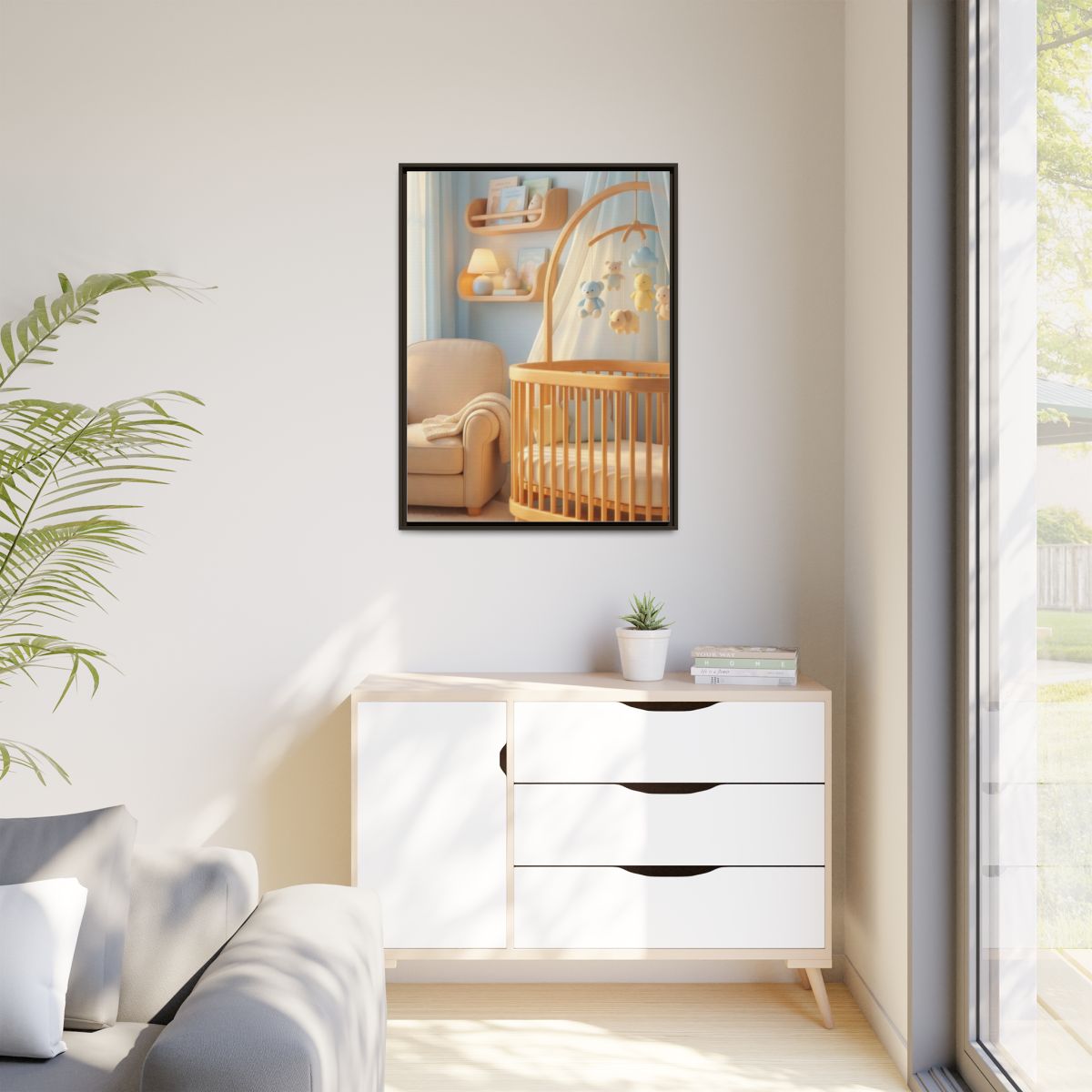 Matte Canvas, Framed - Dreamy Serene Nursery Art — Espresso...