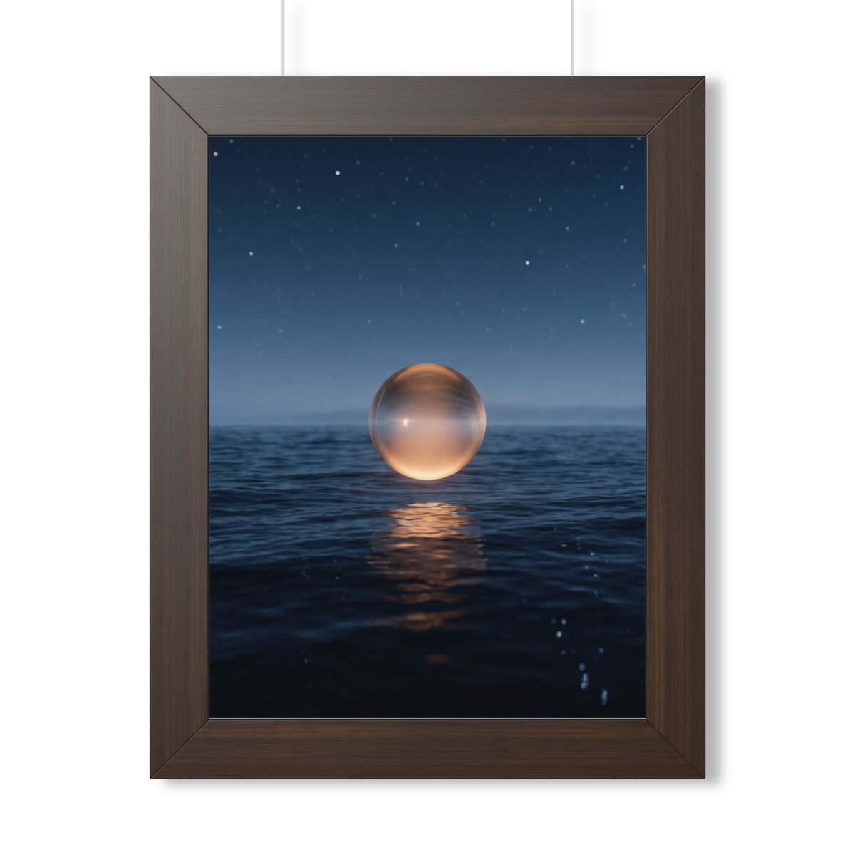 Framed Vertical Poster - Glowing Ocean Horizon — Walnut... |...