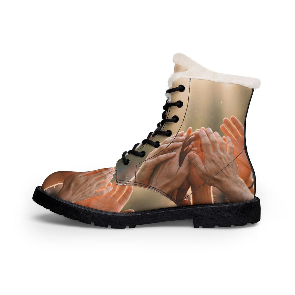 Men's Fur and Leather Boots - Golden Rays of Unity Wall Art...