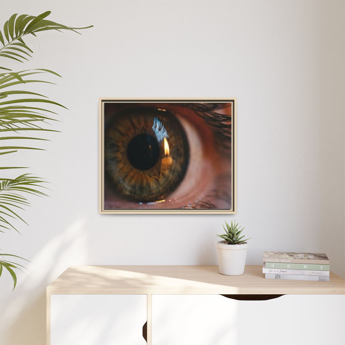 Matte Canvas, Framed - Amber Iris Reflection Fine Art Print...