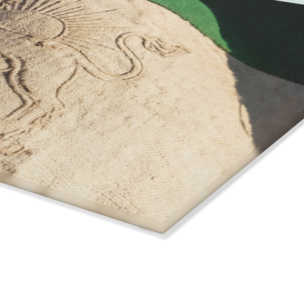 Glass Cutting Board - Vintage Persian Lion and Sun Flag Art...