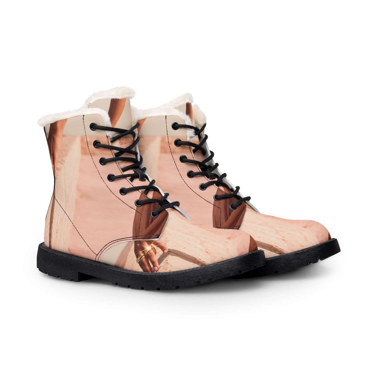 Women's Fur and Leather Boots Desert Mirage Art