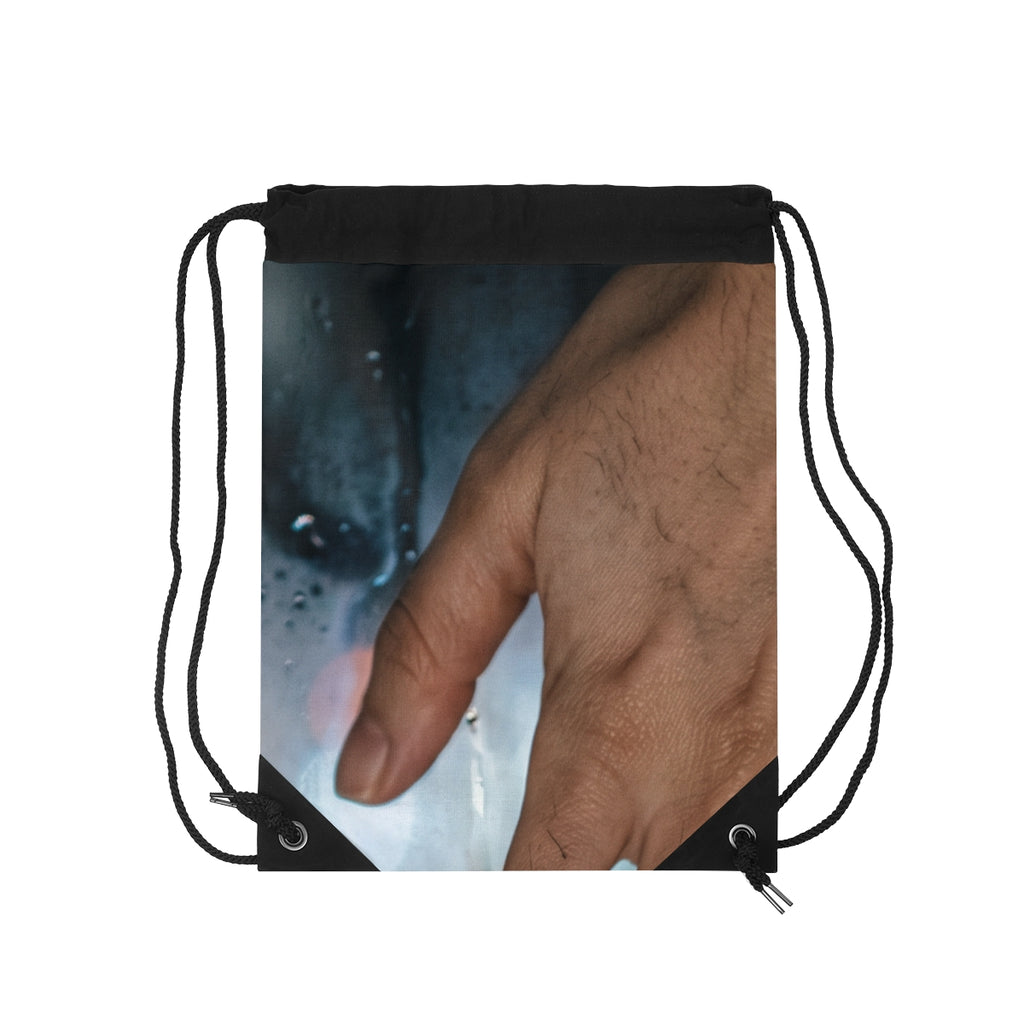 Rainy City Window Art Drawstring Bag