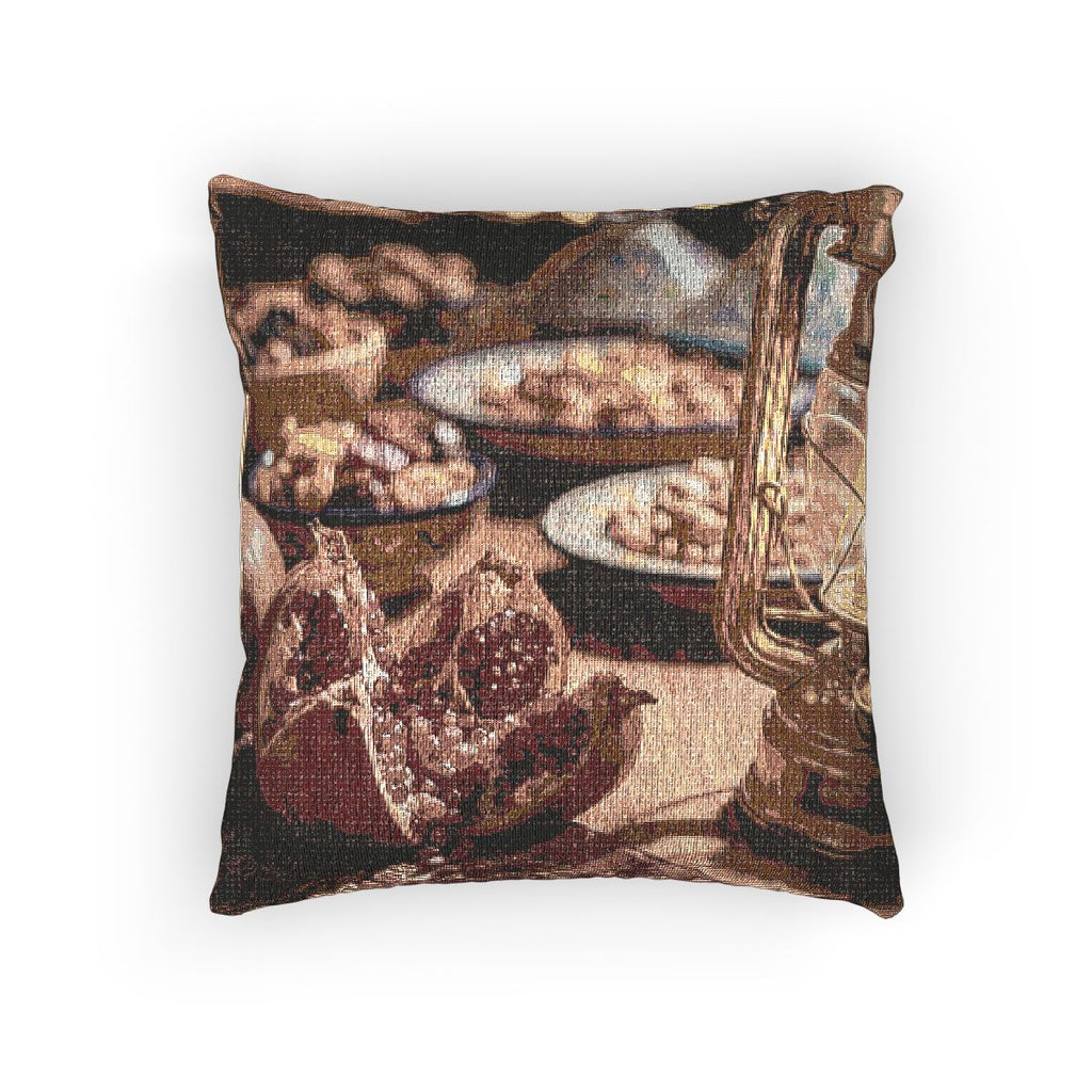 Woven Pillow - Crimson Lantern Cozy Glow | Echovira Gallery