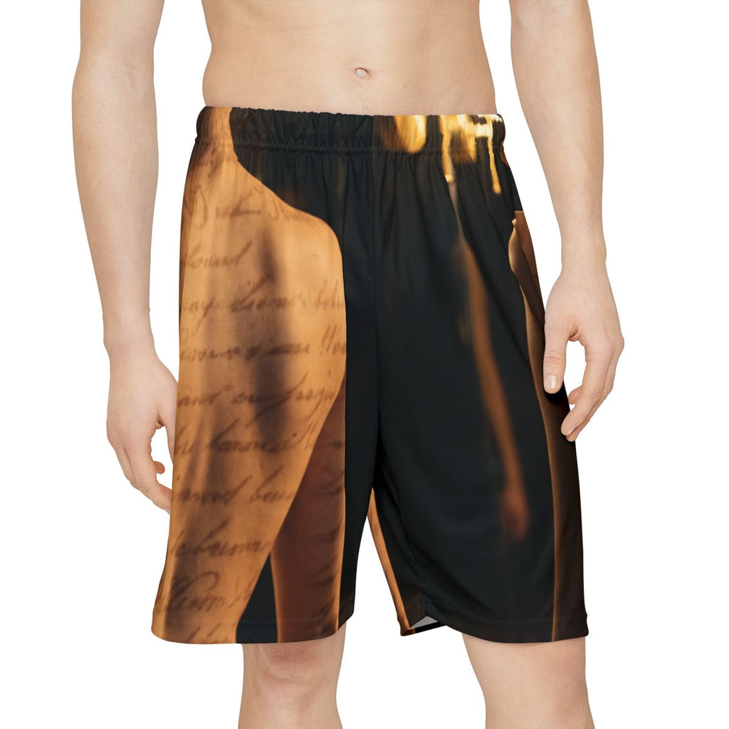 Men's Sports Shorts - Scribed Shadows Moody Calligraphy... |...
