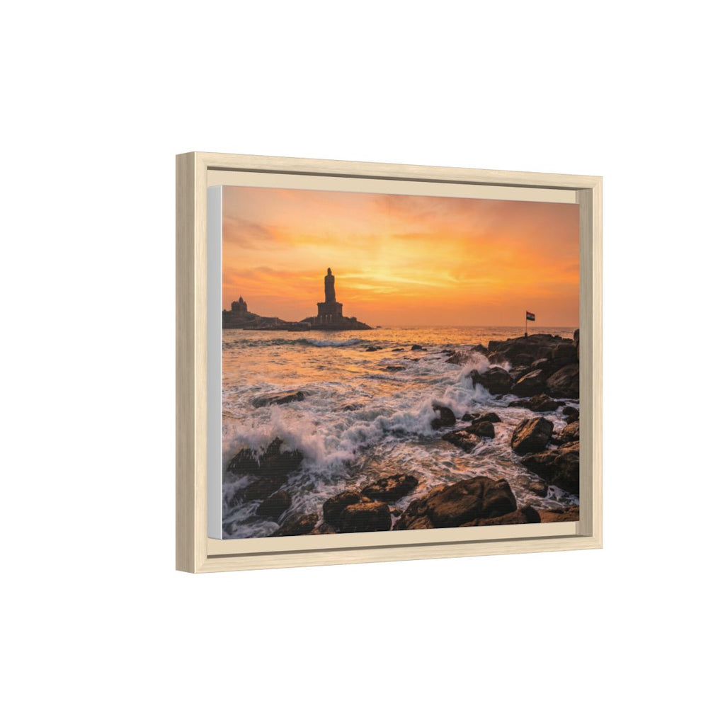Framed Canvas - Golden Coast Dawn — Natural / 1.25"