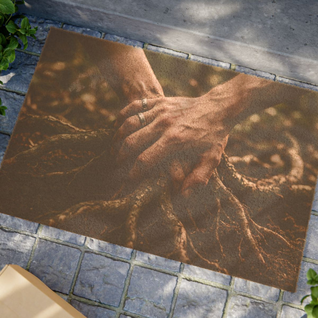 Doormat with Forest Roots and Hands Art