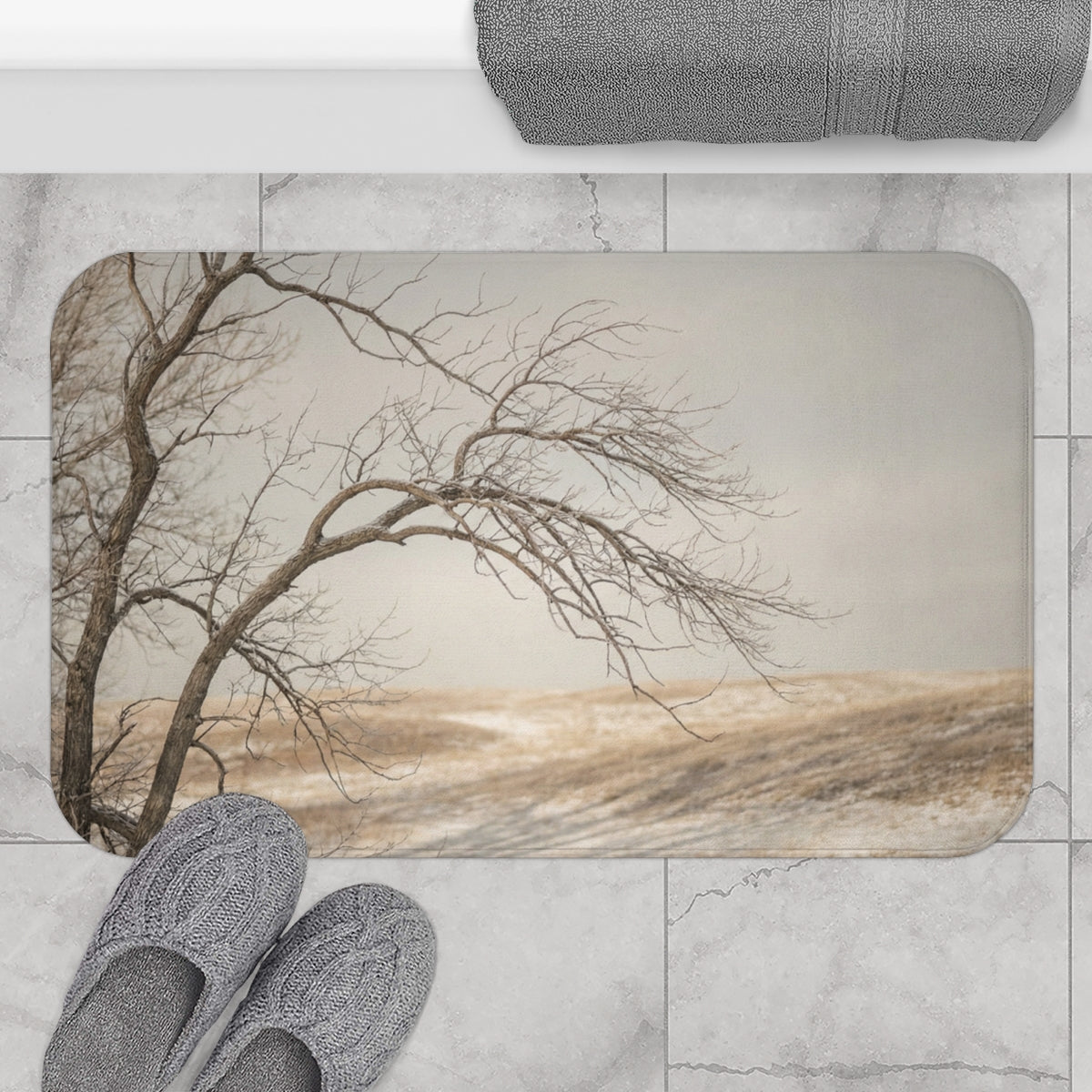 Bath Mat - Minimalist Winter Serenity