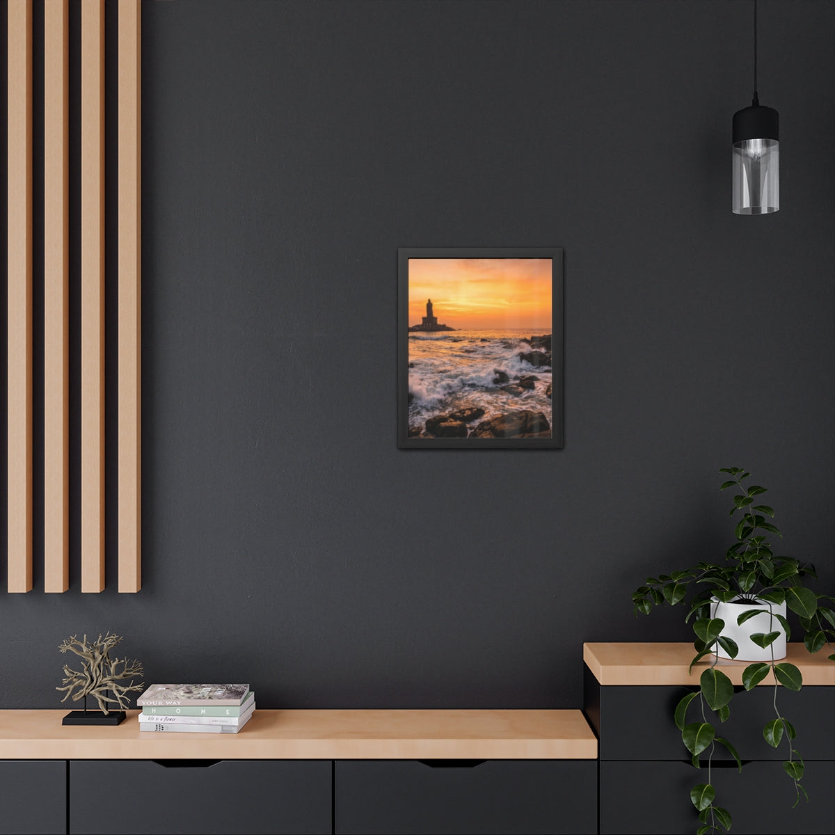 Framed Posters - Coastal Golden Glow — Portrait