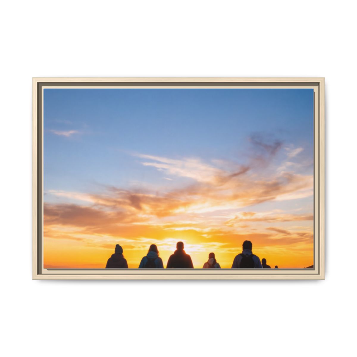 Framed Canvas - Sunset Silhouette — Natural / 1.25"
