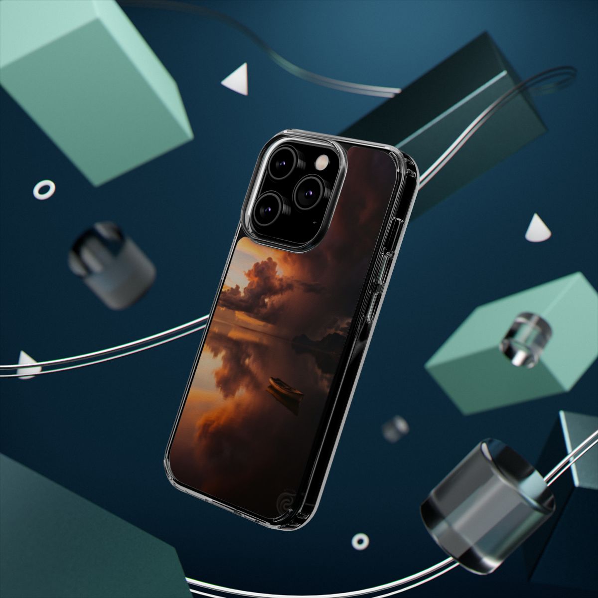 Clear Impact-Resistant Apple iPhone Cases - Golden Hour Storm Boat | iPhone 17 Pro Max, 17 Pro, 17 Air & More