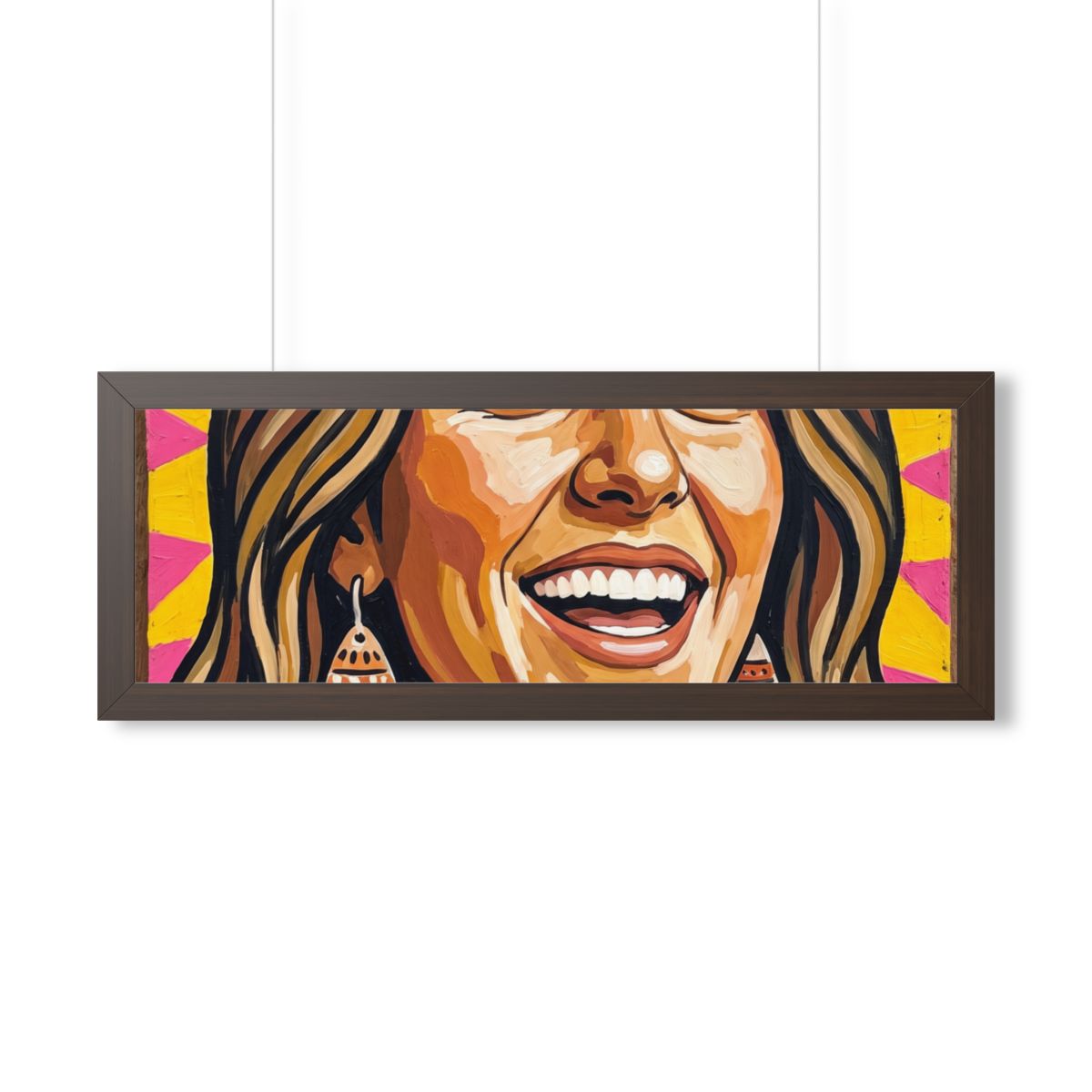 Framed Horizontal Poster - Radiant Joy Boho Pop Art Portrait...