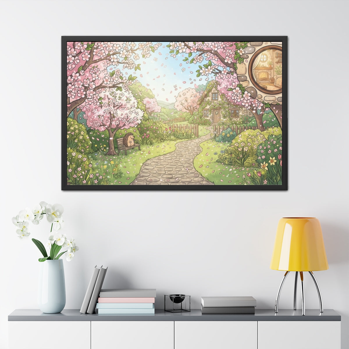 Framed Posters - Blossom Grove Cottagecore Art — Landscape...