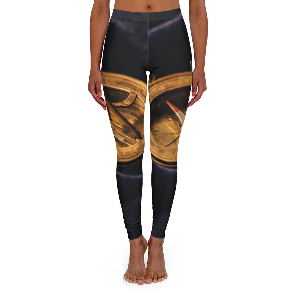 Women's Leggings with Antique Sundial Compass