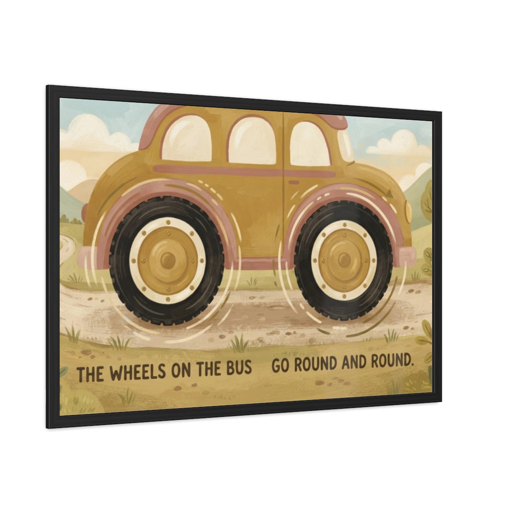 Framed Poster - Vintage Wheels on the Bus — Landscape (10×8...