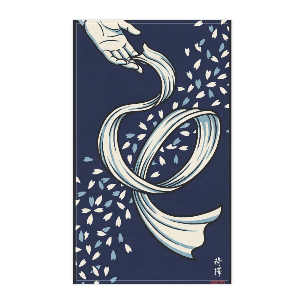 Tea Towels - Indigo Ribbon Japanese Ukiyo-e Art | Echovira...