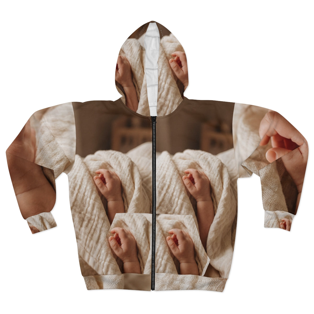 Men's Zip Hoodie - Cozy Cream Lounge | Echovira Gallery