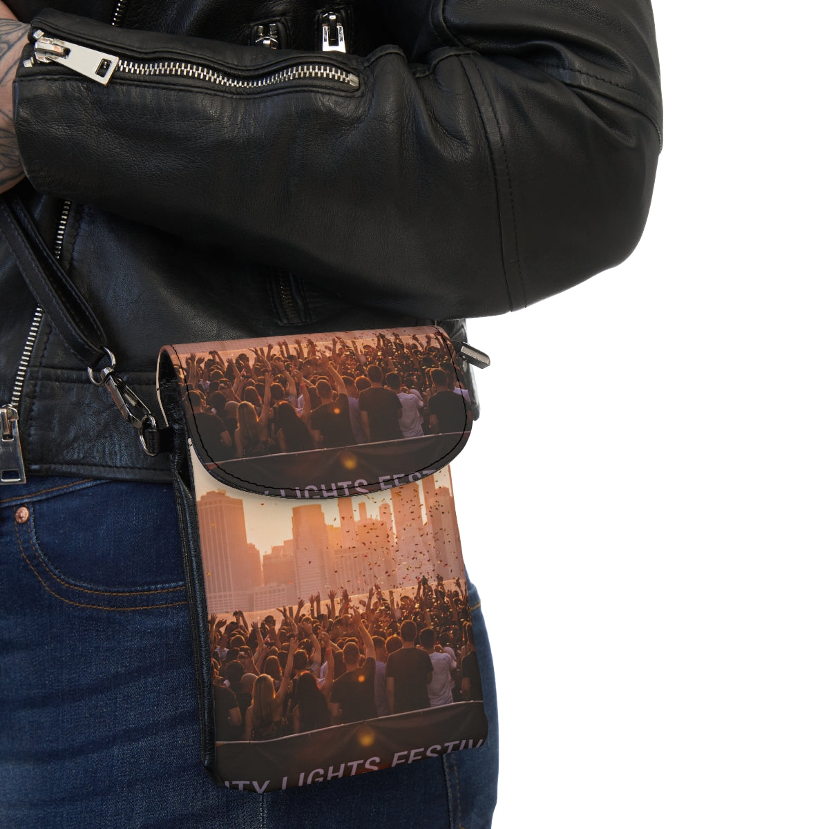 Small Cell Phone Wallet - City Lights | Echovira Gallery