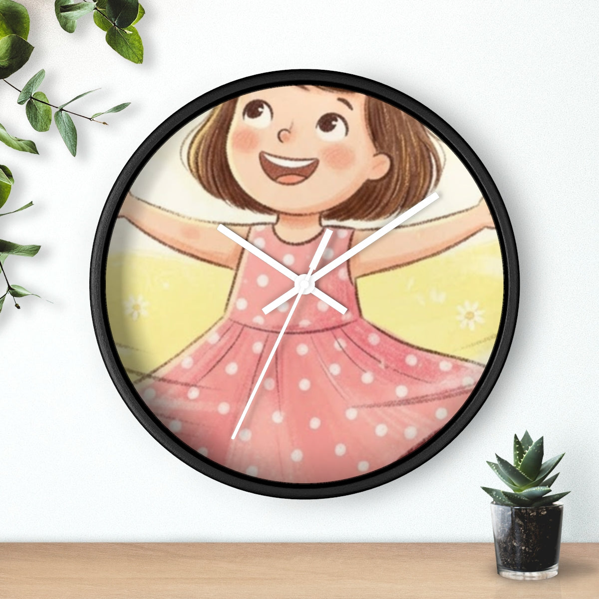 Wall Clock - Rainbow Meadow Twirl Girl | Echovira Gallery
