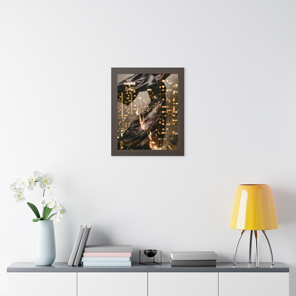 Framed Vertical Poster - Nocturnal City Metamorphosis Art —...