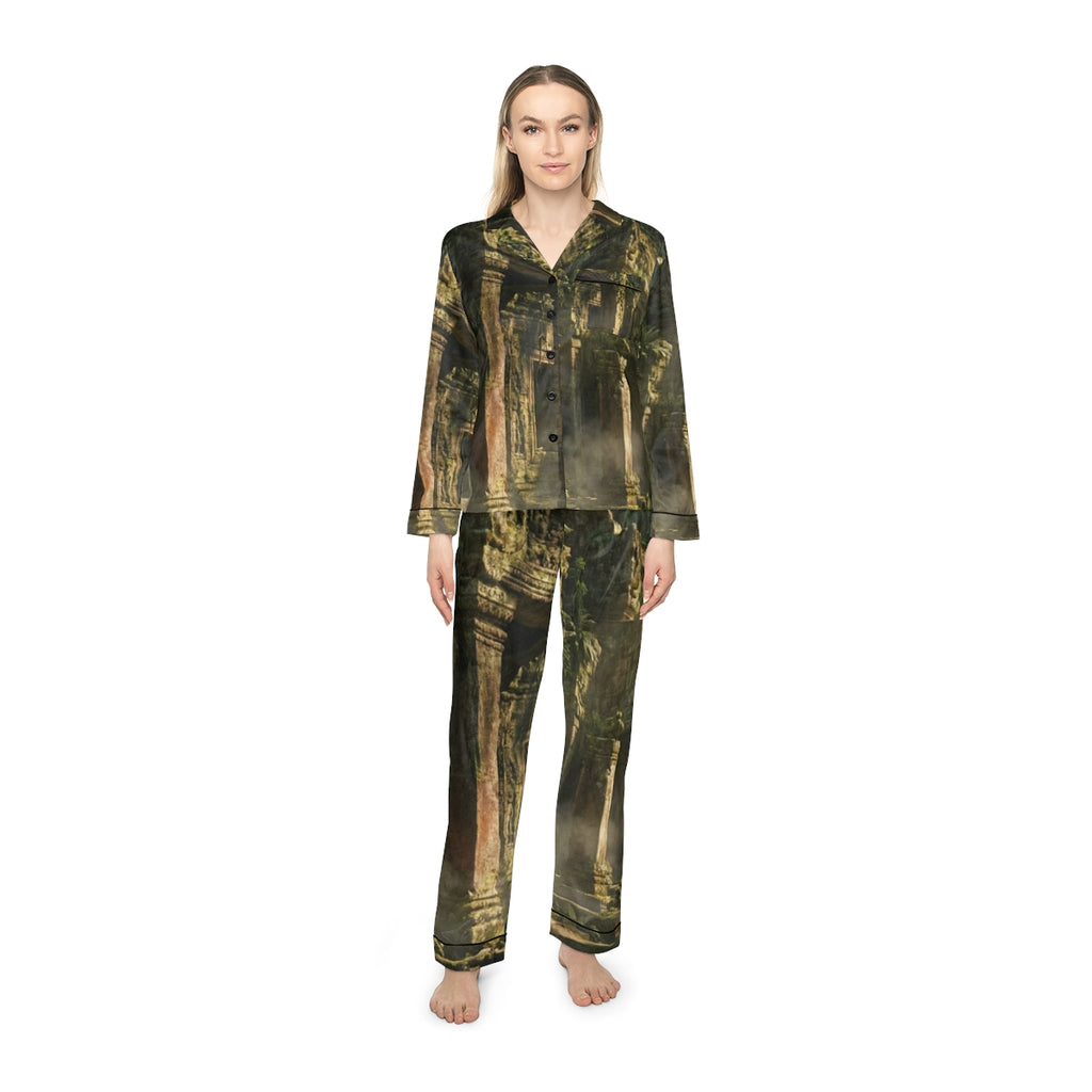 Women's Satin Pajamas - Sacred Temple | Echovira Gallery