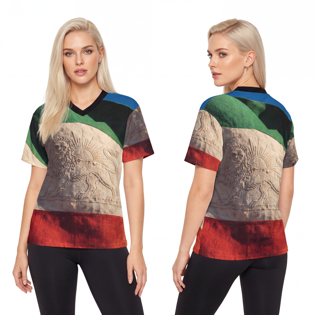 Unisex Football Jersey - Vintage Persian Lion and Sun Flag...