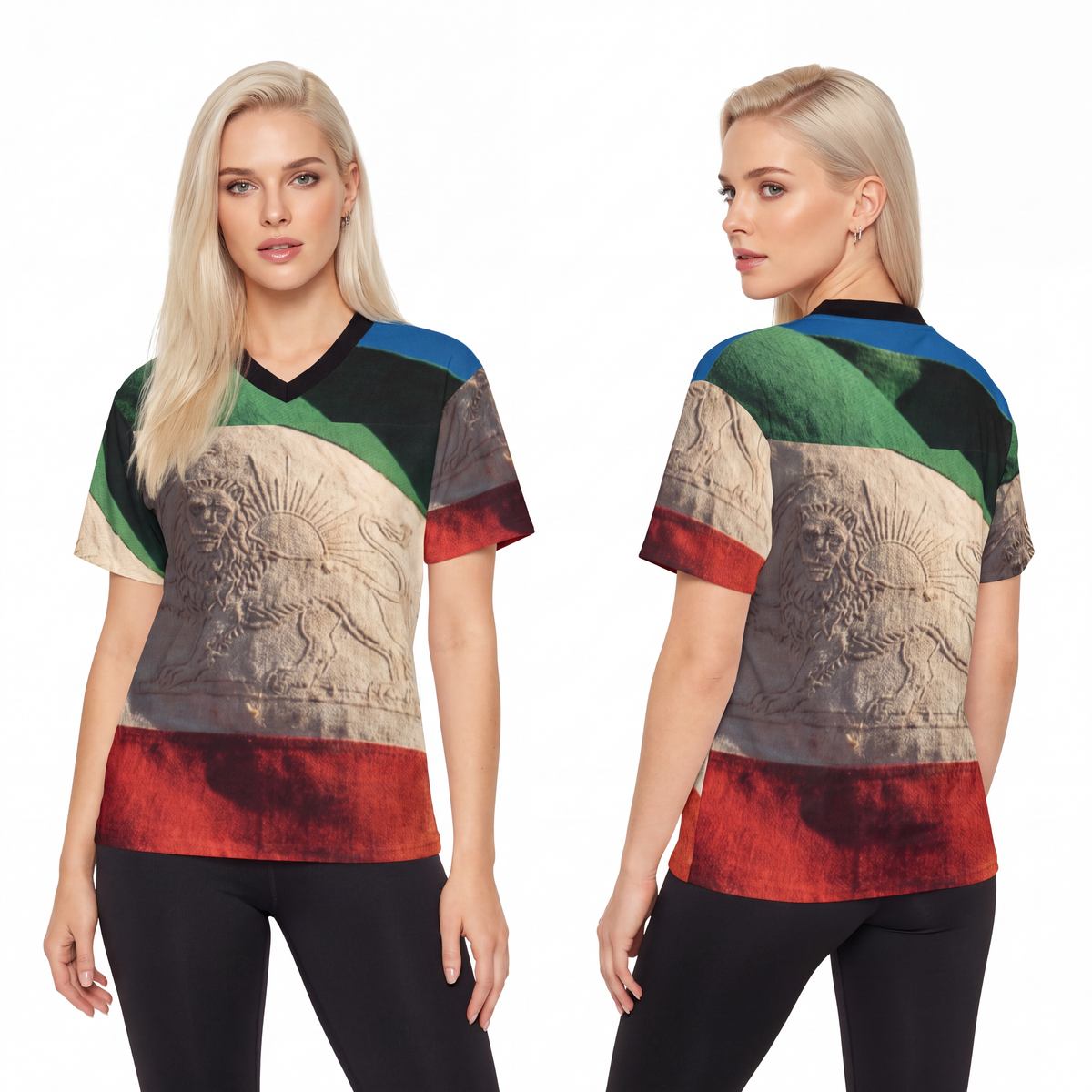 Unisex Football Jersey - Vintage Persian Lion and Sun Flag...