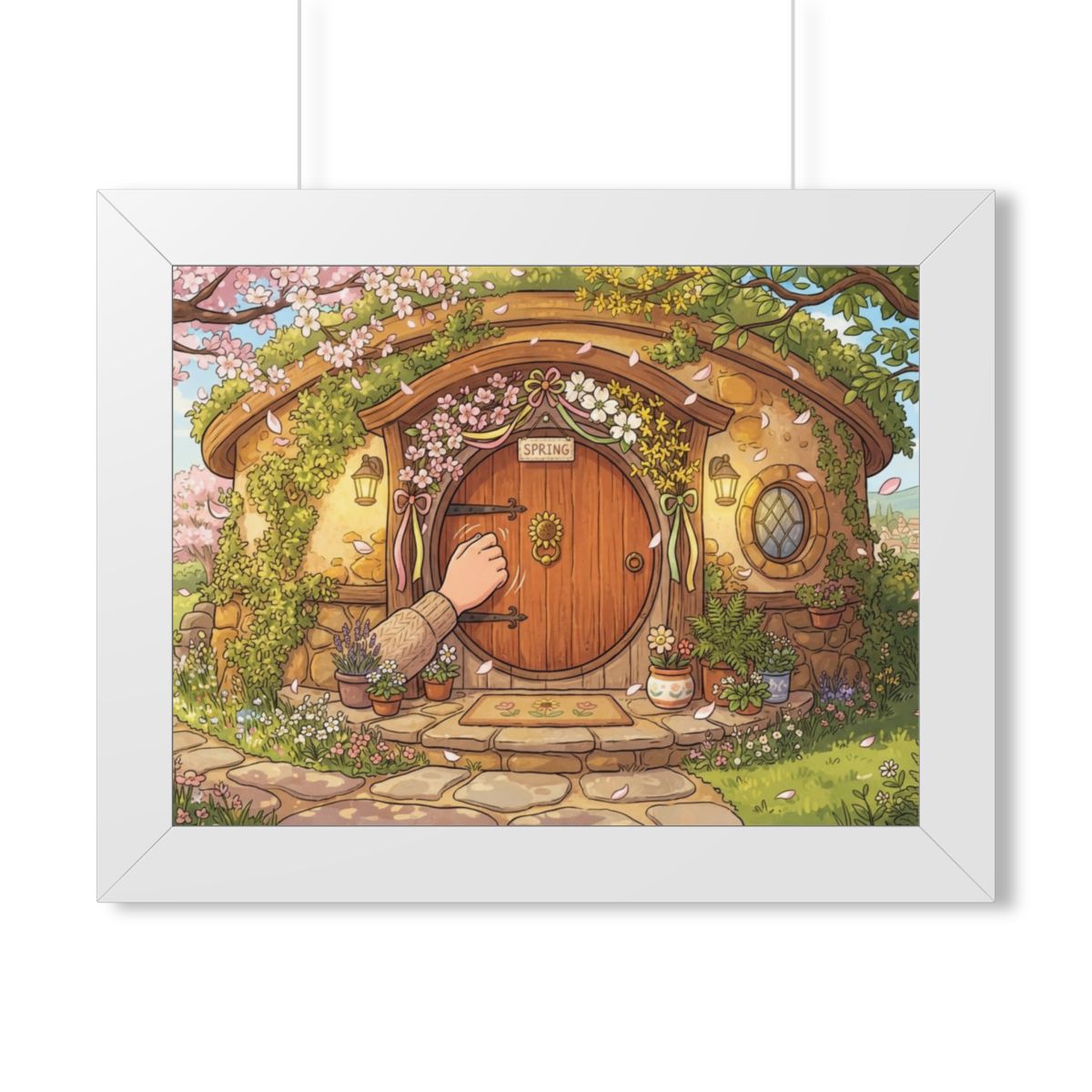 Framed Horizontal Poster - Spring Garden Entry — White... |...