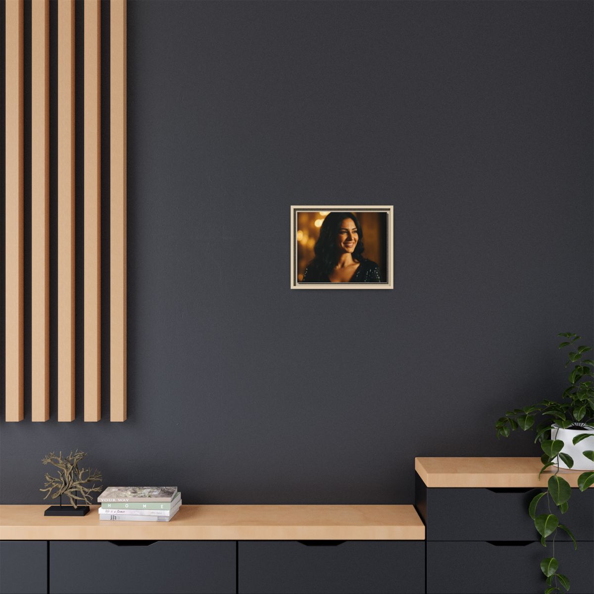 Framed Canvas Art - Golden Glamour — Natural / 1.25"