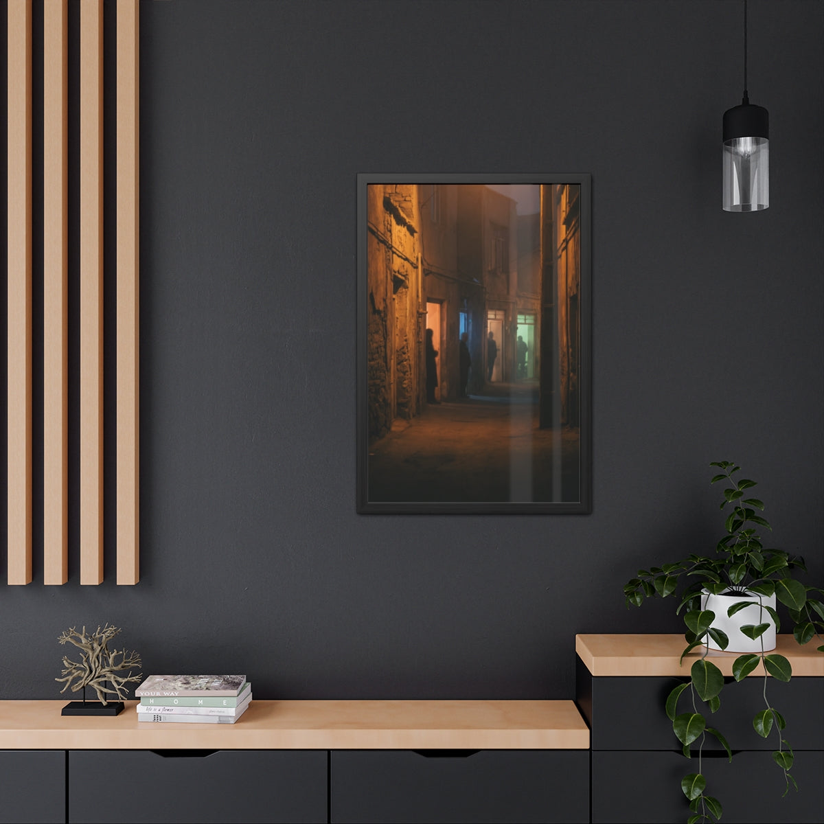 Framed Posters - Shadowed Alleyway Mystery Art Print —... |...