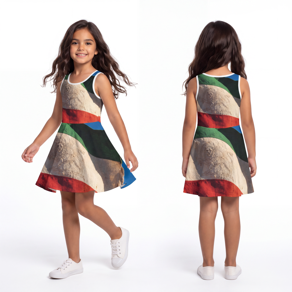 Girls' Sleeveless Sundress - Vintage Persian Lion and Sun......