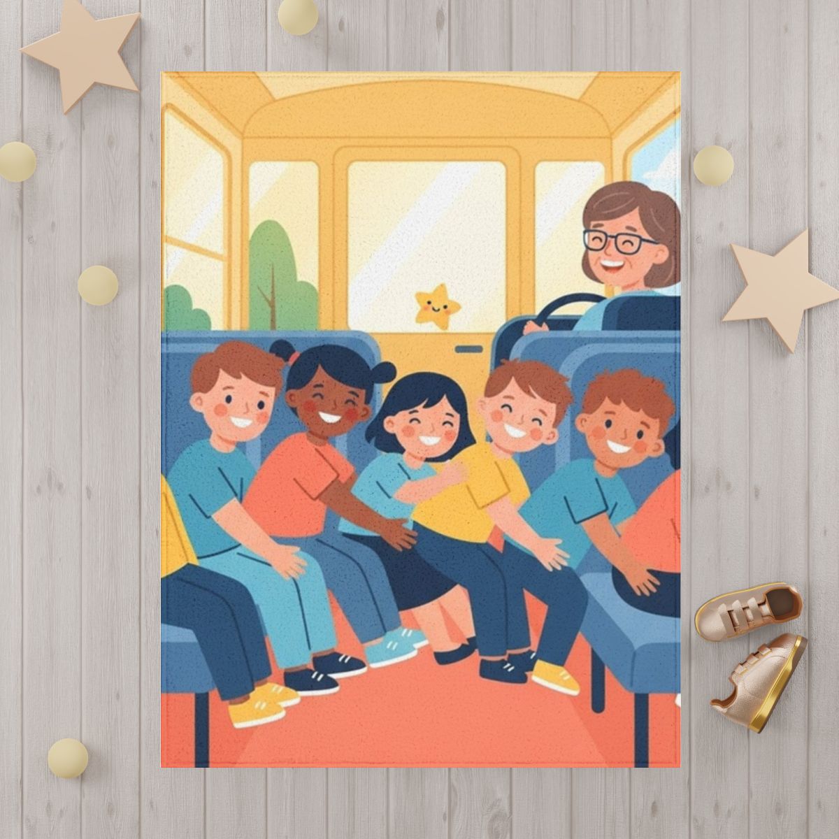 Toddler Blanket - School Bus Slumber | Echovira Gallery