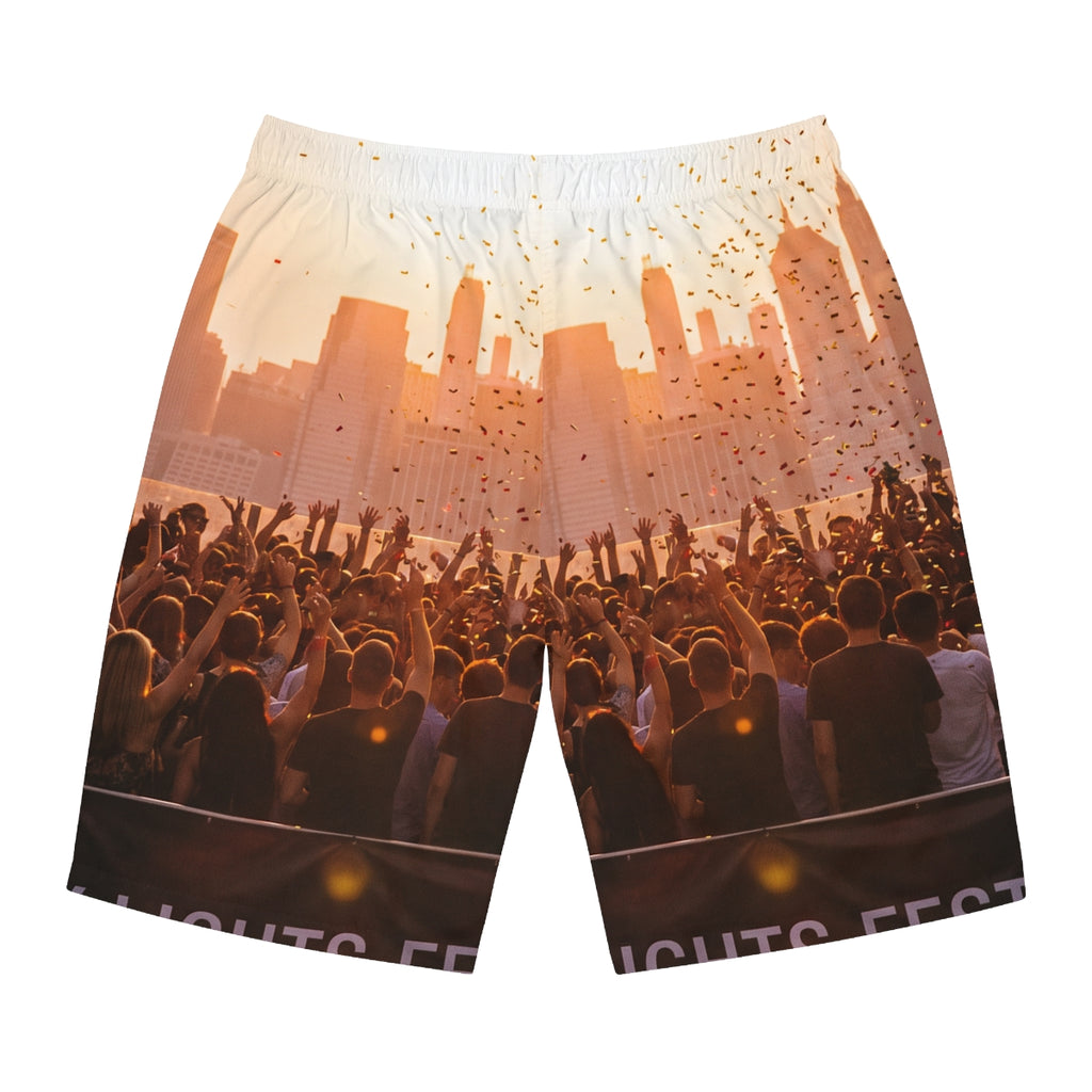Men's Board Shorts - City Lights Festival | Echovira Gallery