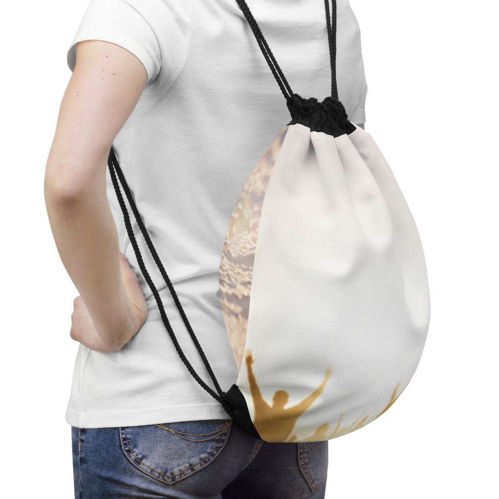 Golden Hour Crowd Celebration Drawstring Bag