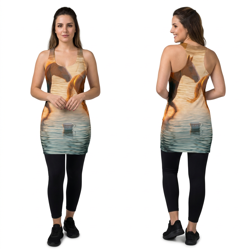 Women's Racerback Dress with Surreal Horses
