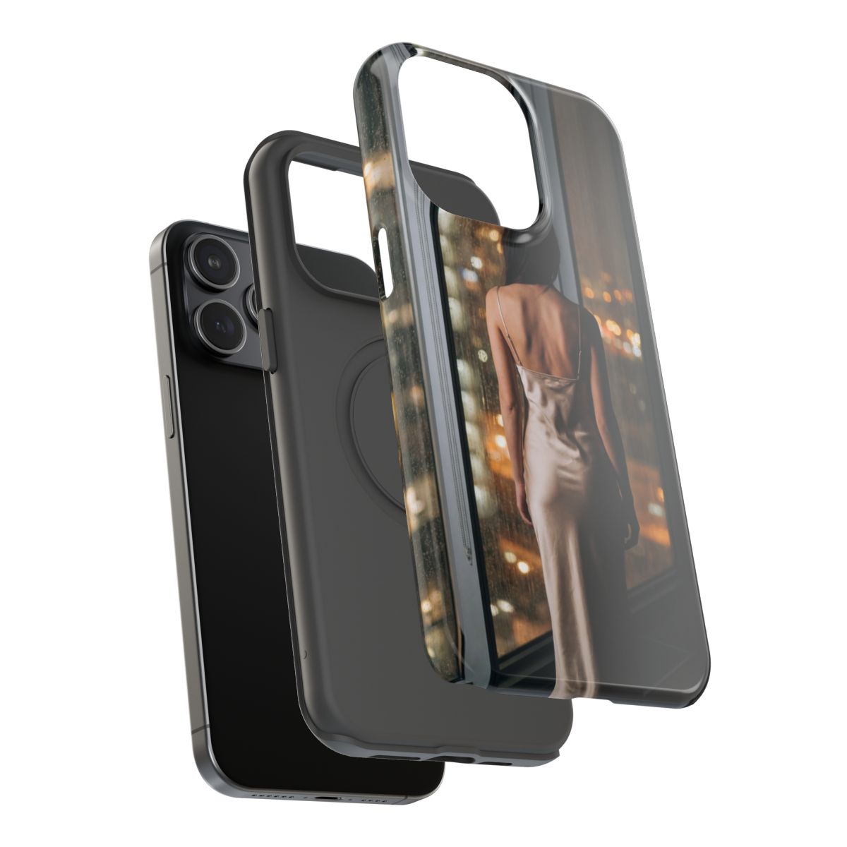 Impact-Resistant Apple iPhone Cases - Rainy City Lights Silk Gown | iPhone 17 Pro Max, 17 Pro, 17 Air & More