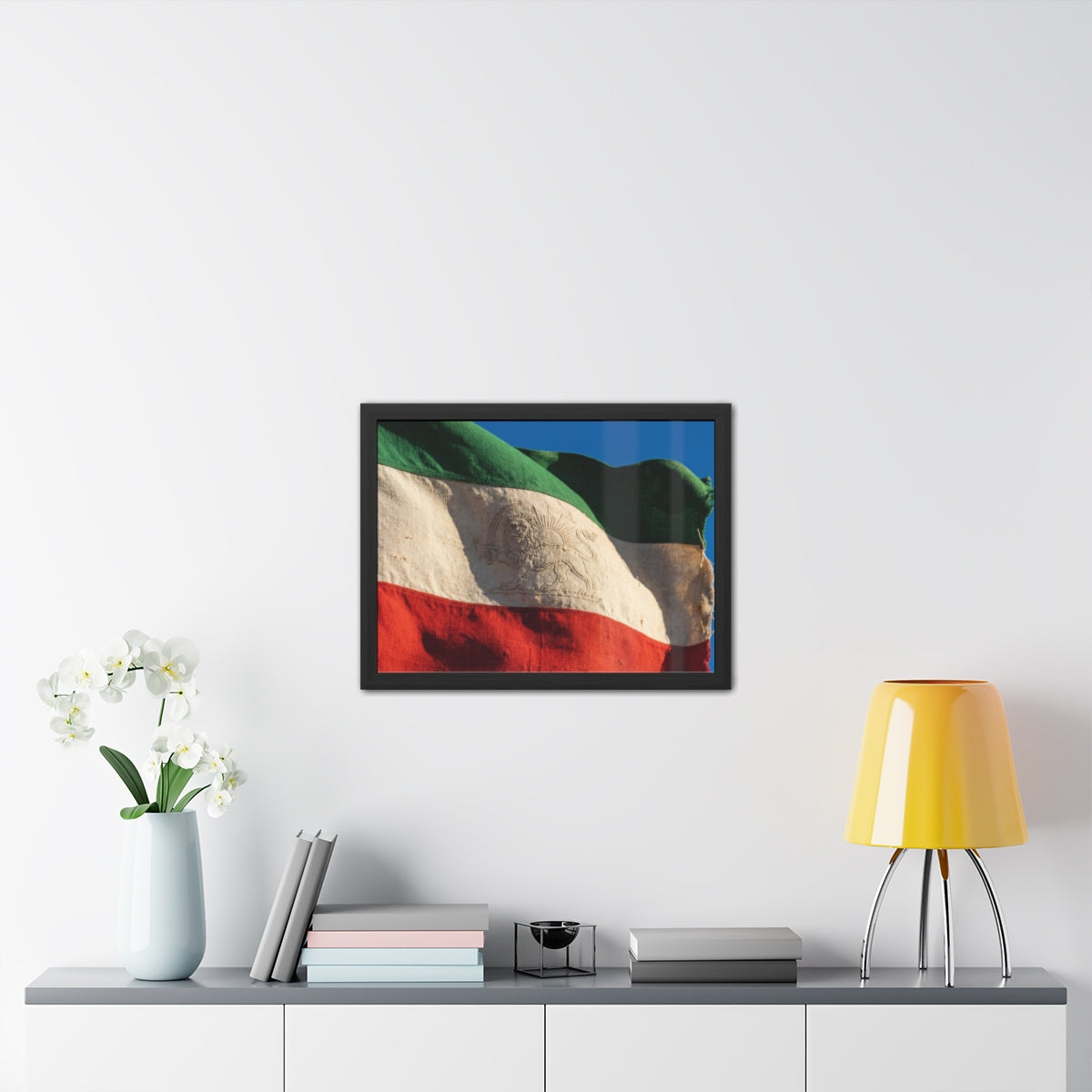 Framed Posters - Vintage Persian Lion and Sun Heritage Flag...