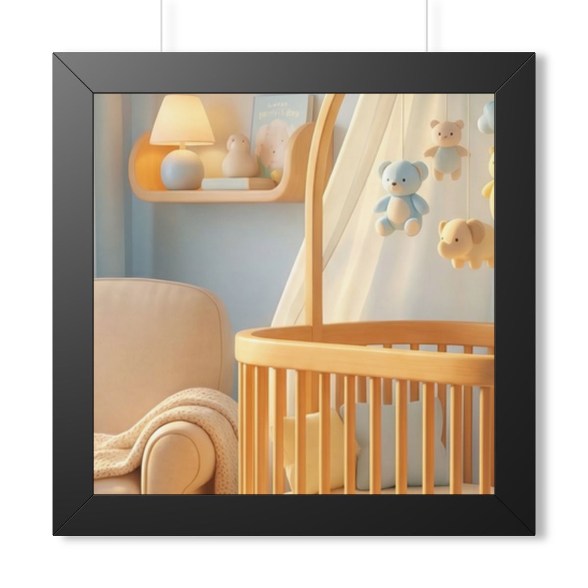 Framed Horizontal Poster - Dreamy Serene Nursery Art — Black...