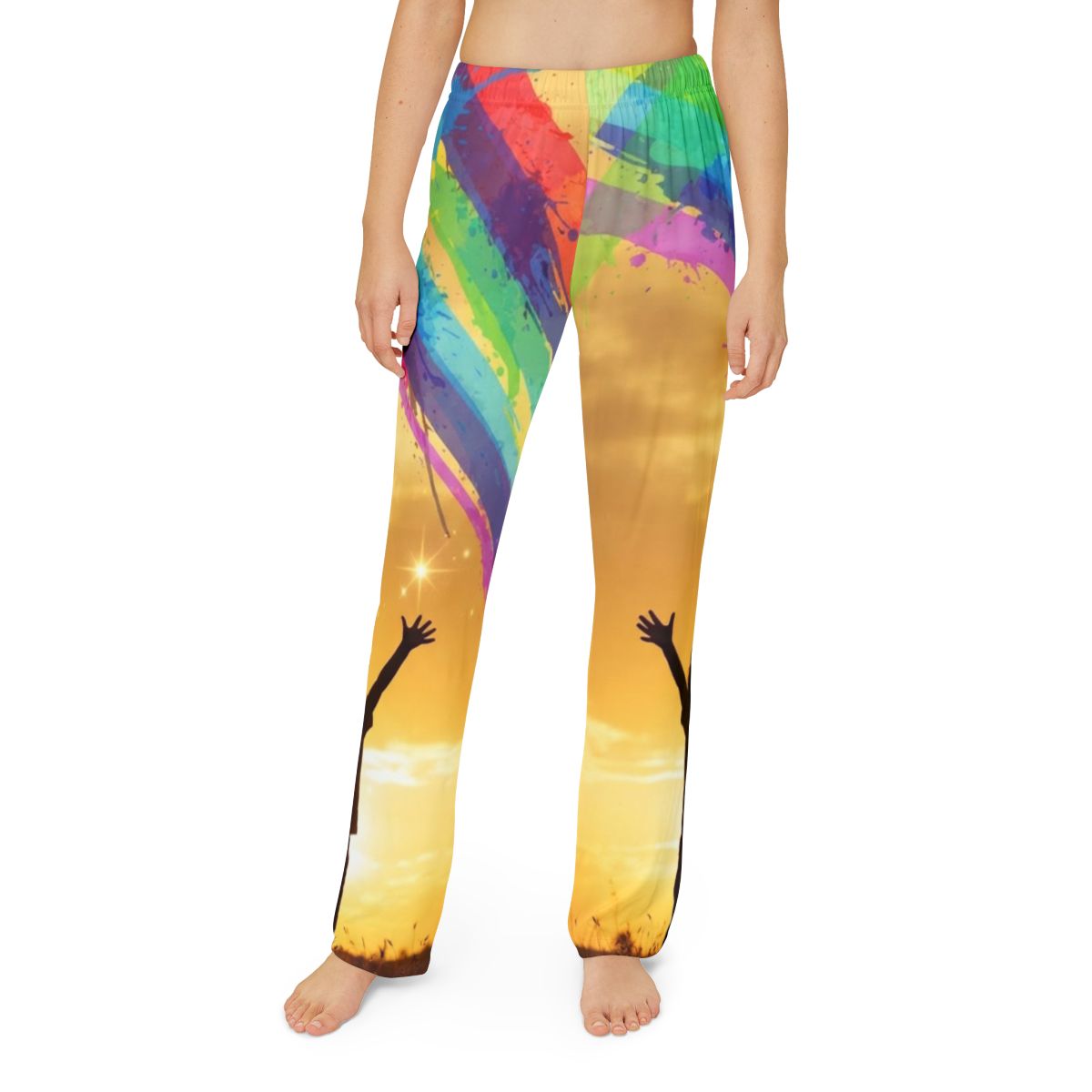 Kids Lounge Pants - Rainbow Silhouette Wall Art - Luminous...