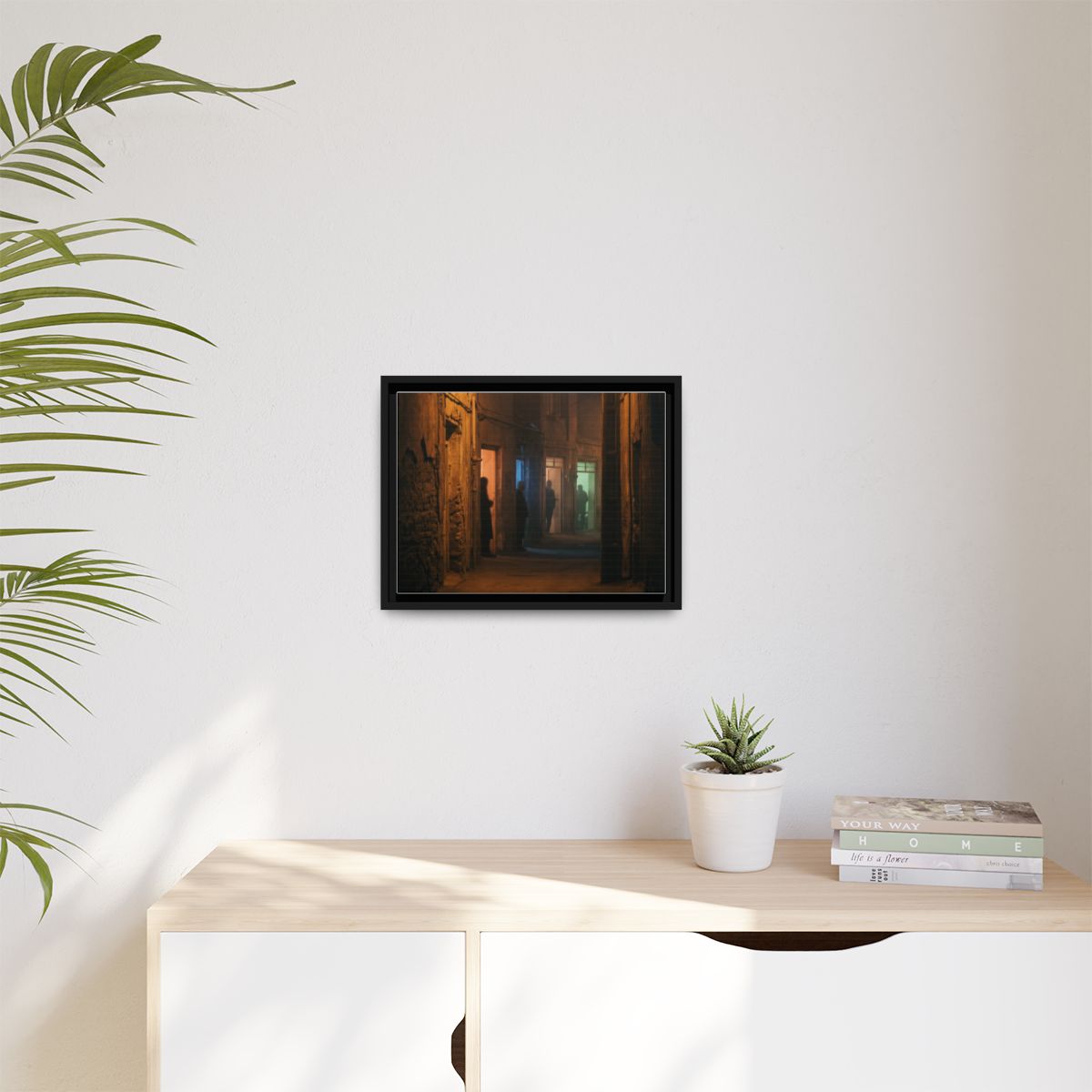 Matte Canvas, Framed - Shadowed Alleyway Mystery Art Print...