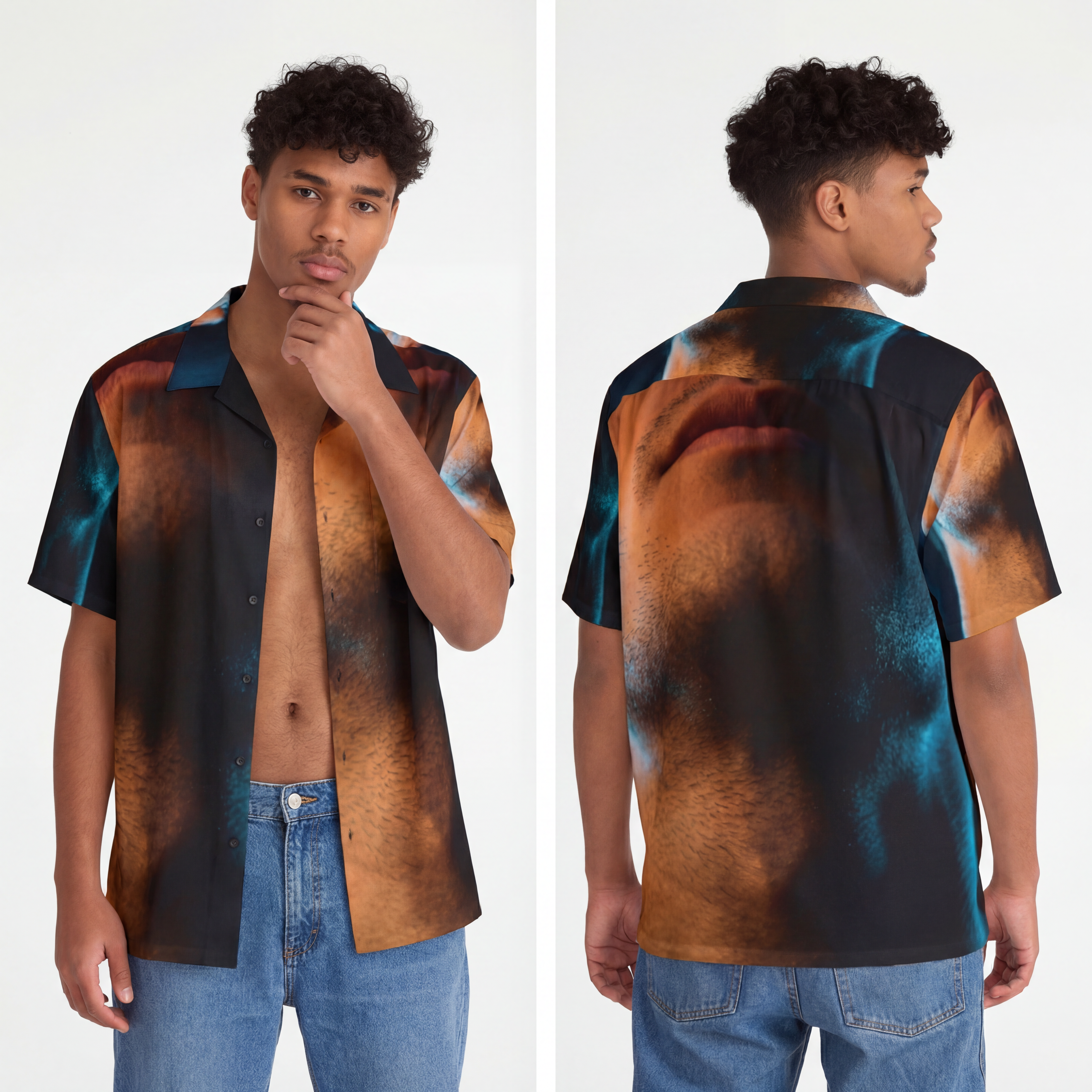 Men's Hawaiian Shirt - Neon Noir Vibes
