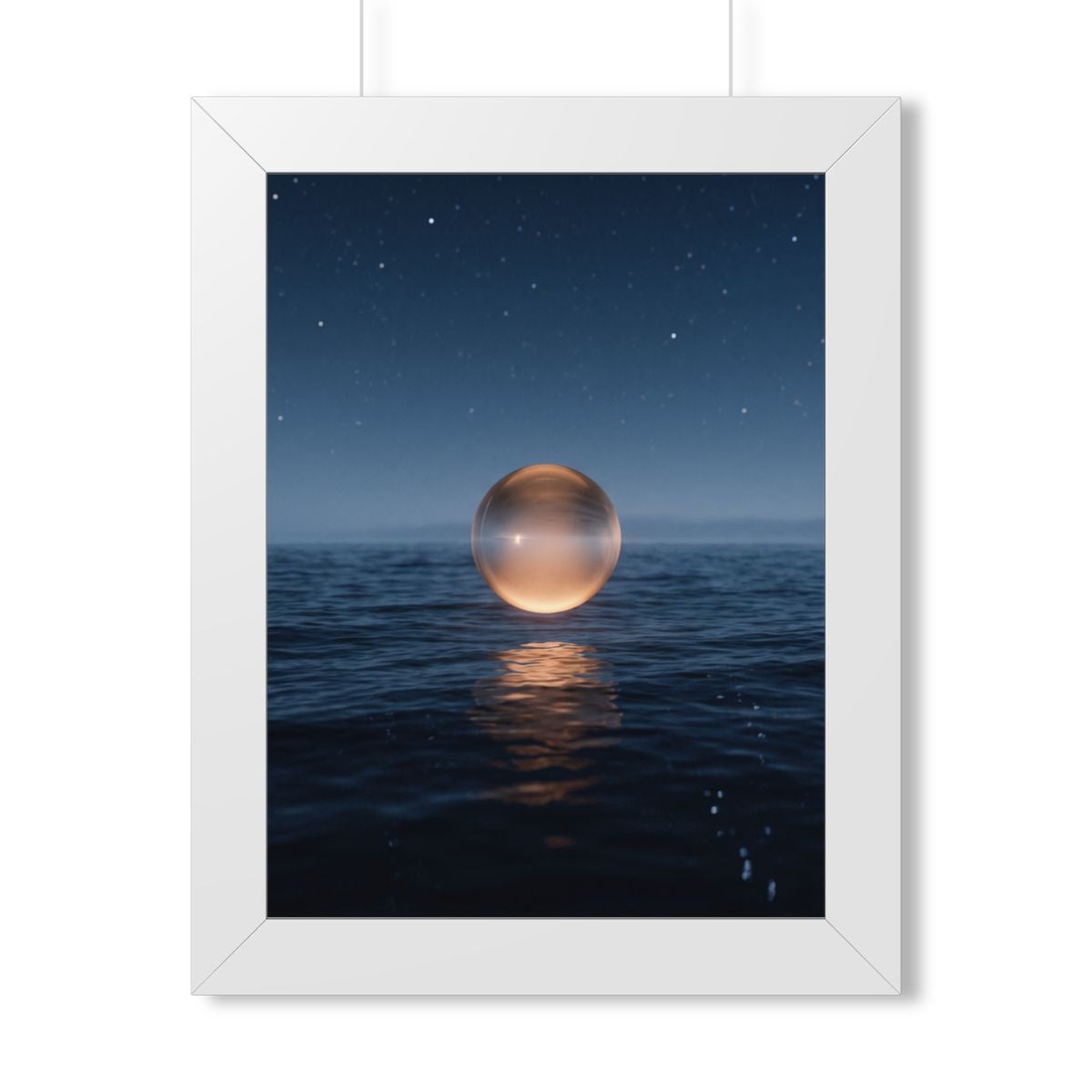 Framed Vertical Poster - Glowing Ocean Horizon — White... |...