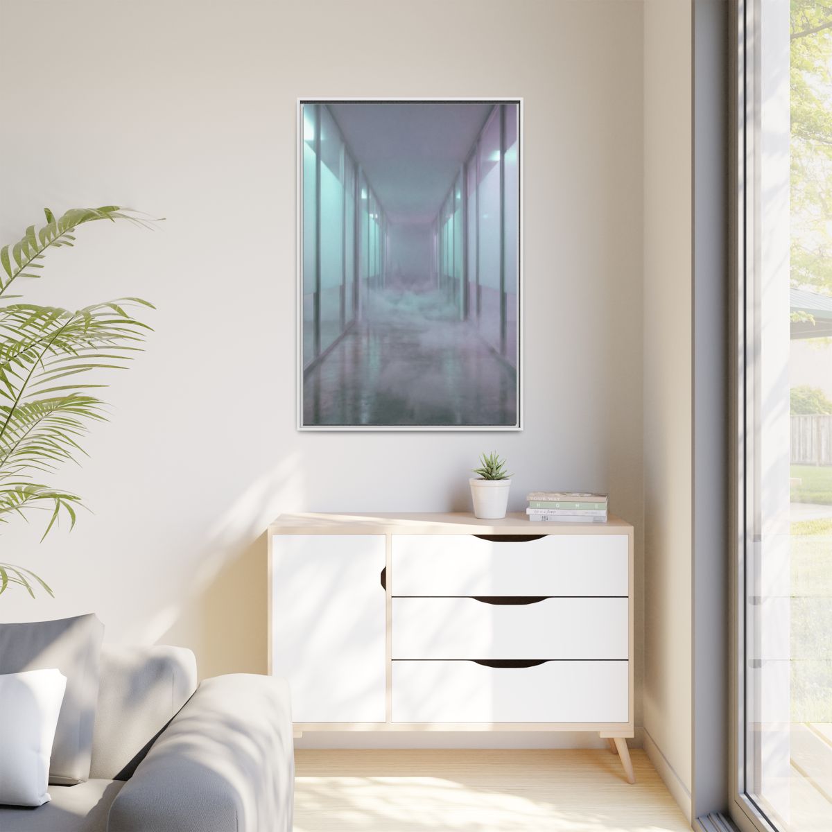 Matte Canvas, Framed - Liminal Corridor Fog Art Print —... |...