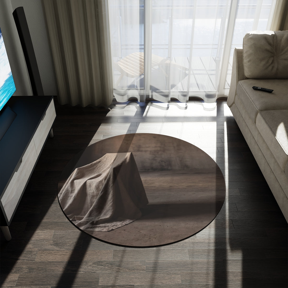 Round Rug - Draped Form Minimalist Sanctuary